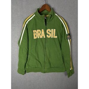 Roma Atletica Vintage Brazil Full Zip Jacket Sweat Green Soccer Futbol Size XL